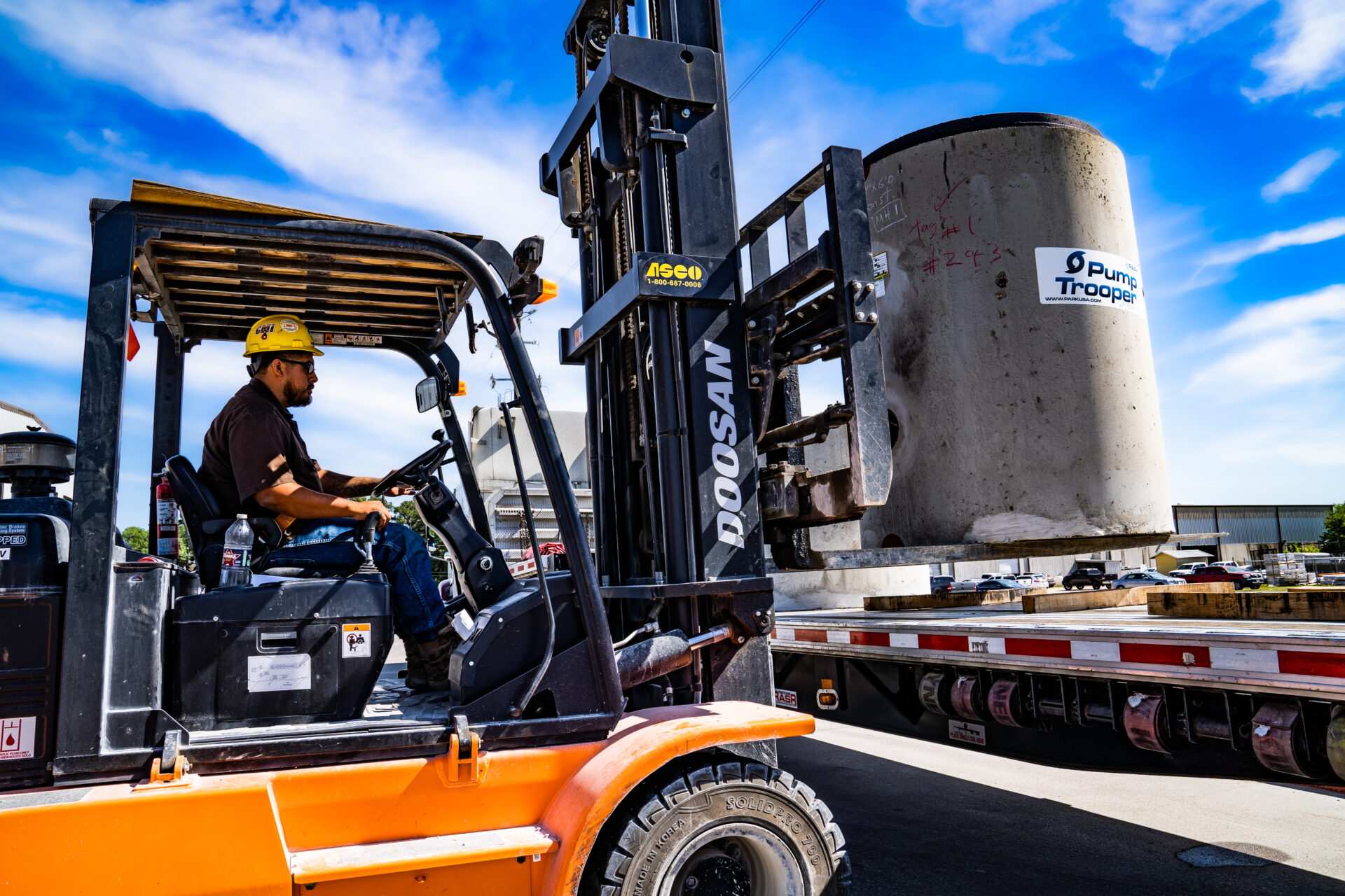 employee driving a forklift