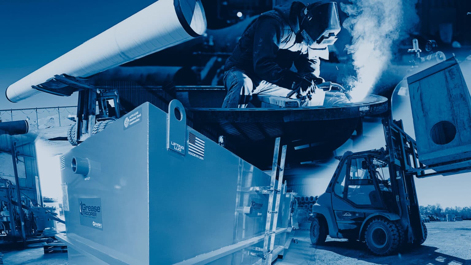 blue scale image of a pipe