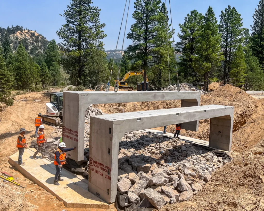 installation of precast concrete box culverts